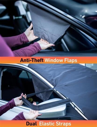EcoNour Car Snow Cover for Hyundai IONIQ 5 & IONIQ 6 | 600D Oxford Windshield Ice & Snow Cover with S-Hook Straps