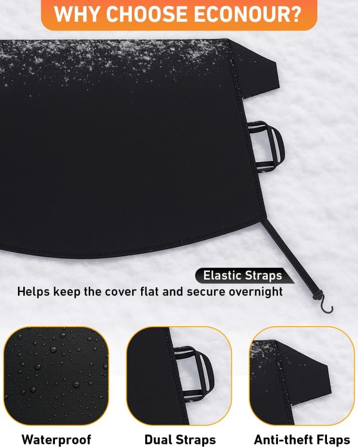 EcoNour Car Snow Cover for Hyundai IONIQ 5 & IONIQ 6 | 600D Oxford Windshield Ice & Snow Cover with S-Hook Straps