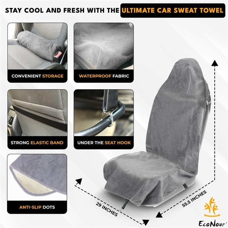EcoNour Waterproof Car Seat Cover Sweat Towel – Universal Seat Protector for Cars, Trucks, SUVs & Vans