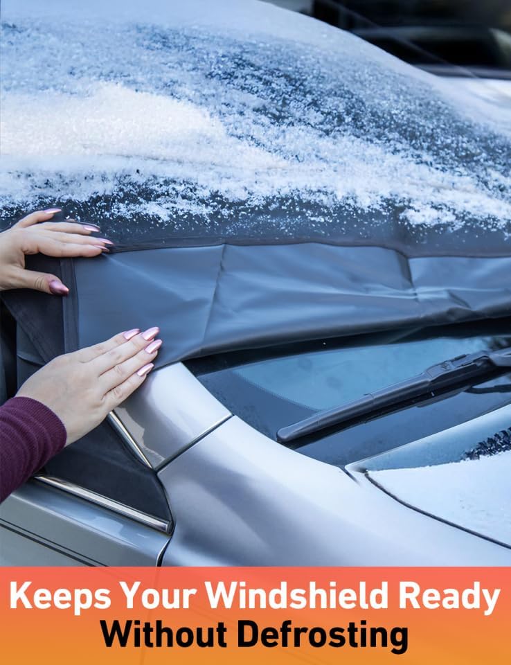 EcoNour Car Snow Cover Compatible with Kia Forte | 600D Oxford Windshield Cover for Snow & Ice with S-Hook Straps | Waterproof & Anti-Slip Winter Car Cover