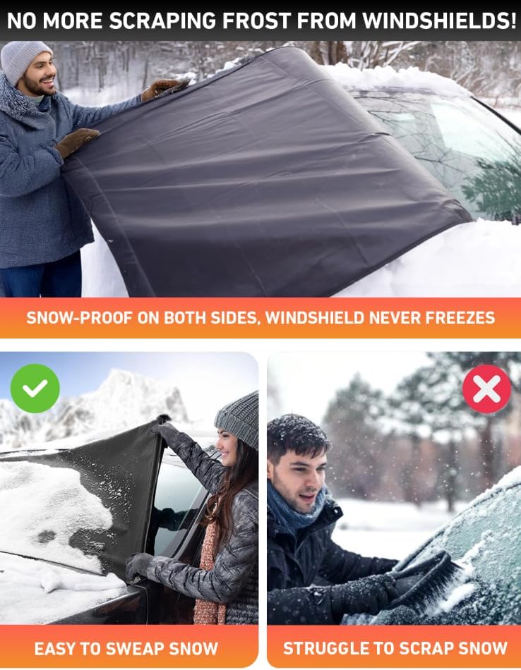 EcoNour Car Snow Cover Compatible with Infiniti QX50 QX55 | 600D Oxford Windshield Cover for Ice & Snow | Waterproof & Anti-Slip with S-Hook Straps