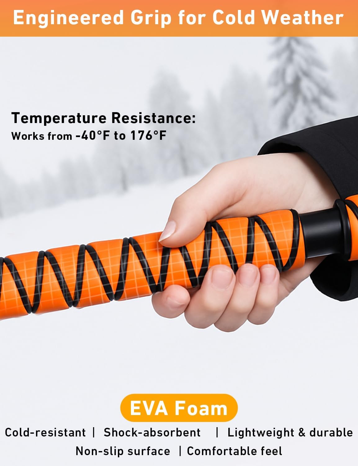 EcoNour 44.7" 3-in-1 Extendable Snow Brush & Ice Scraper for Car, Truck & SUV