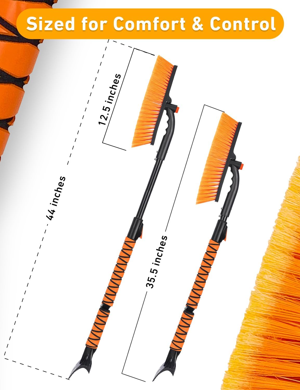 EcoNour 44.7" 3-in-1 Extendable Snow Brush & Ice Scraper for Car, Truck & SUV