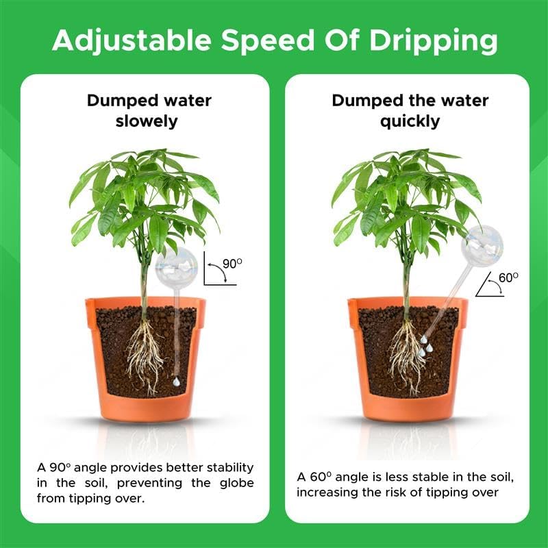EcoNour 2-Piece Iridescent Self-Watering Glass Globes – Automatic Plant Waterer for Indoor & Outdoor Plants