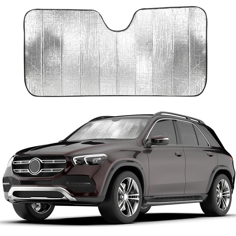 Accordion windshield sun shade foldable EcoNour large 58x28 for SUVs