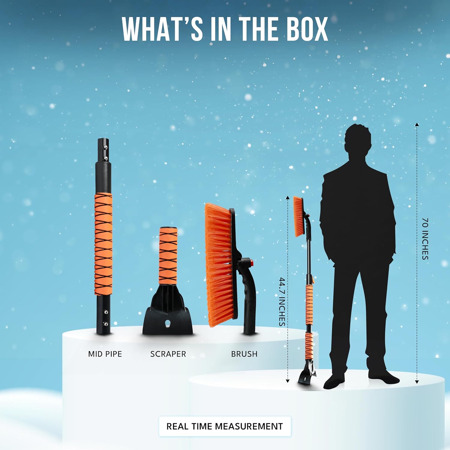 EcoNour 44.7" 3 in 1 Snow Brush for SUV – Heavy-Duty Snow and Ice Scraper Tool