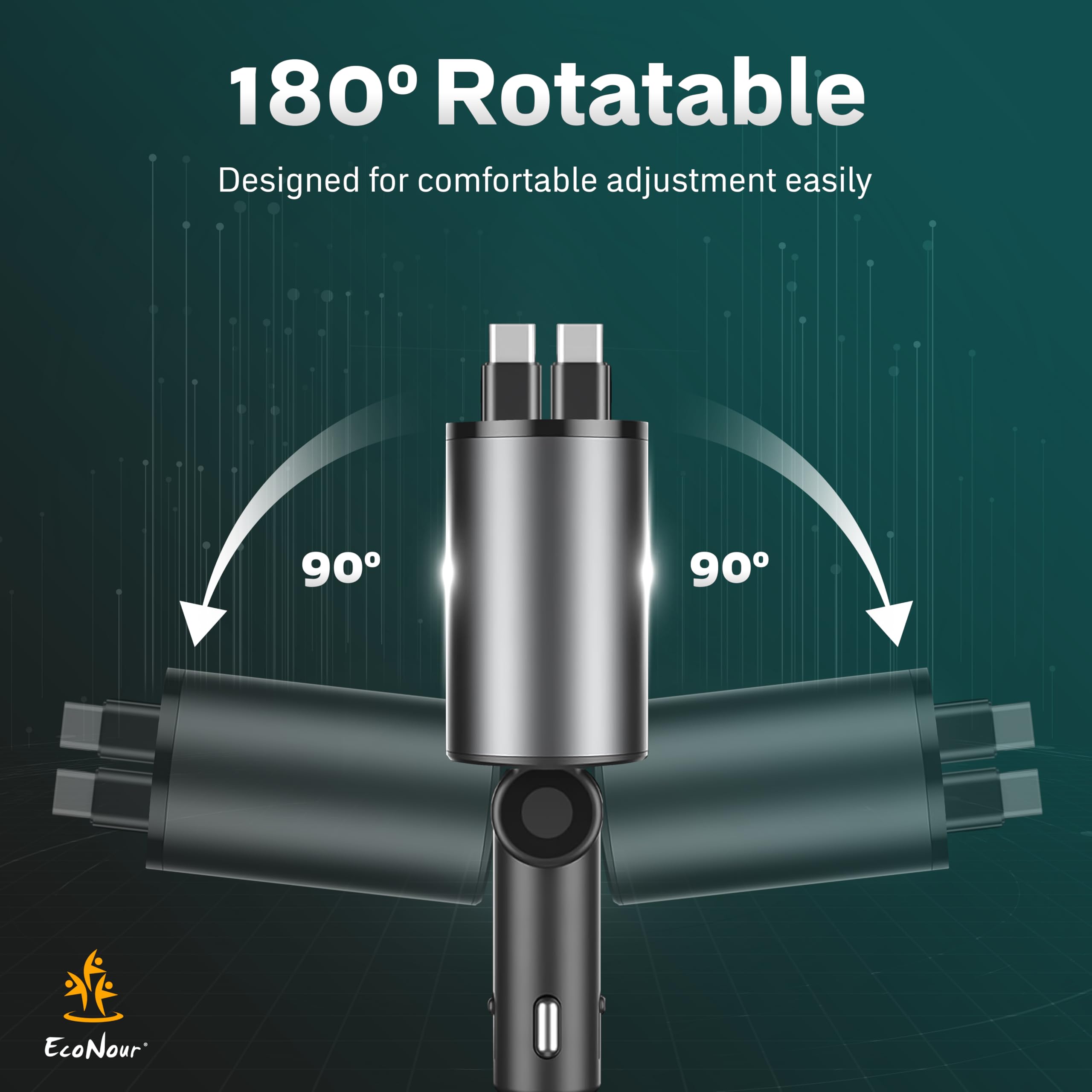 EcoNour 4-in-1 Car Charger for multiple devices on the go