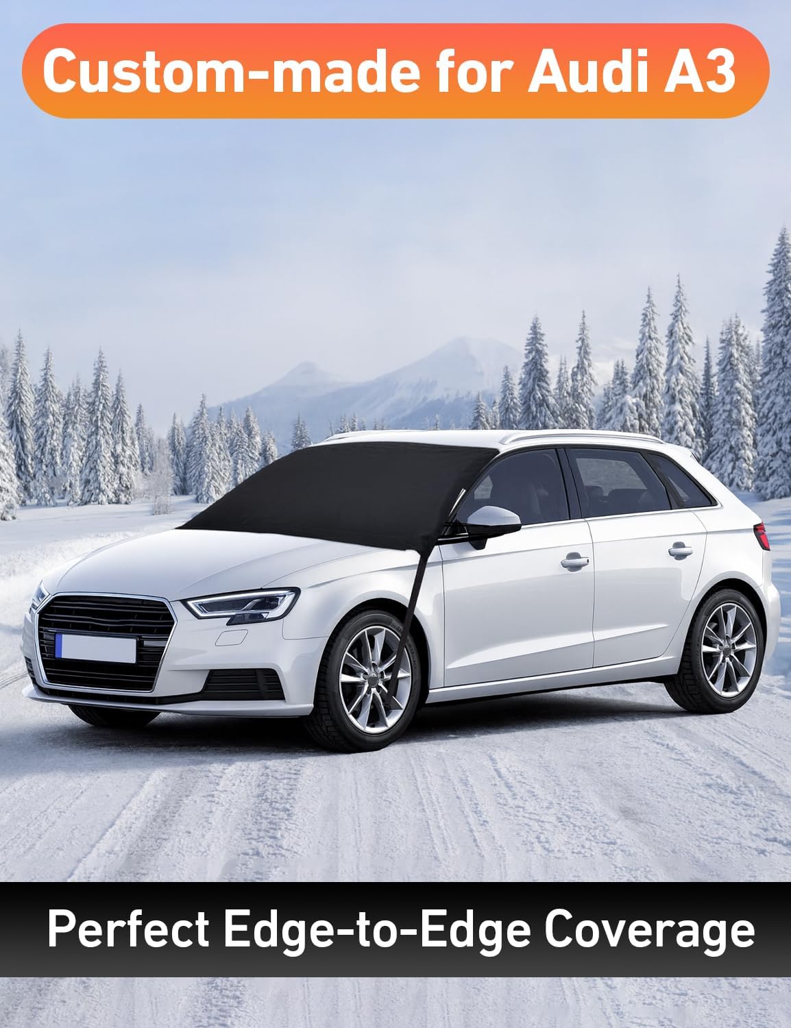EcoNour Car Snow Cover for Audi A3 A4 A5 A6 | 600D Oxford Windshield Cover for Ice & Snow | Waterproof Anti-Slip Winter Car Cover