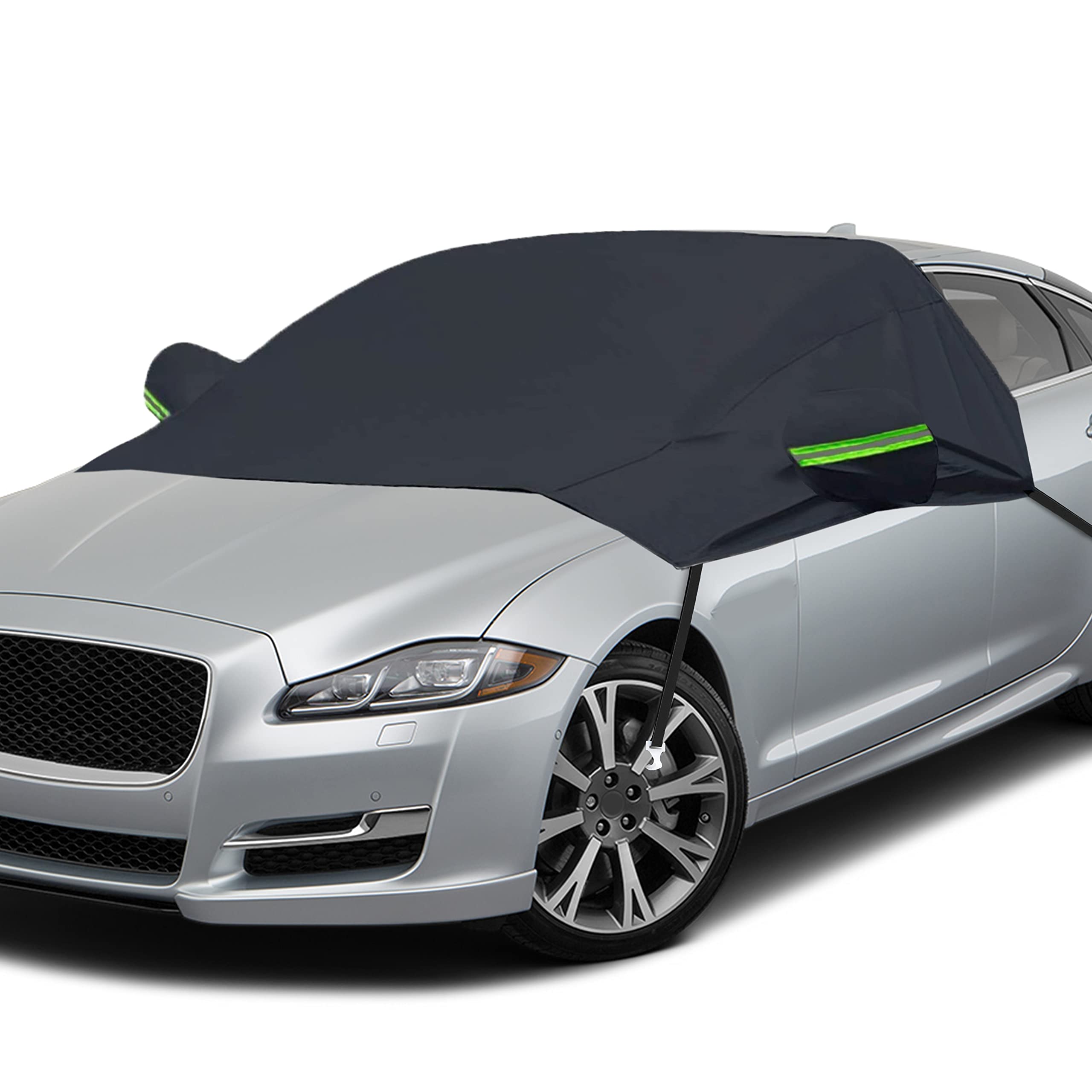 EcoNour Car Windshield Snow Cover with Side Mirrors Cover (Black) protects car from snow, ice, and frost.