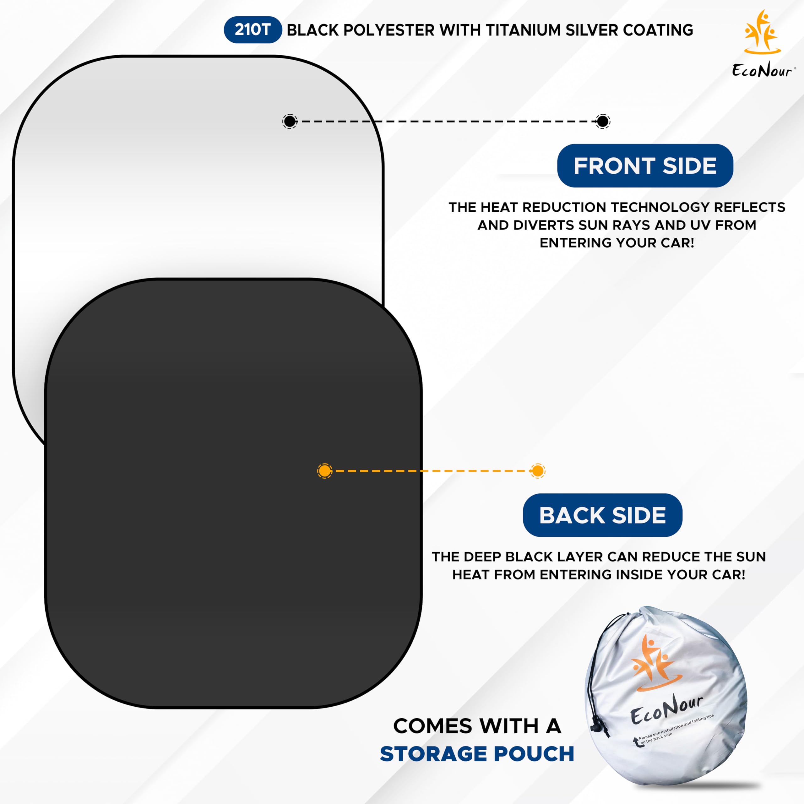 Jeep Windshield Sunshade | EcoNour 2-Piece Automotive Sun Protection for Jeeps