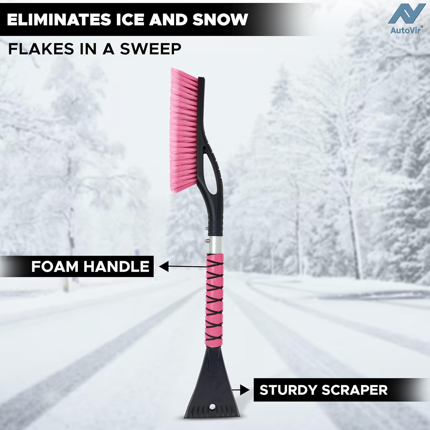 EcoNour Car Snow Brush & Ice Scraper for Windshield 27" – Easy Snow Removal Set