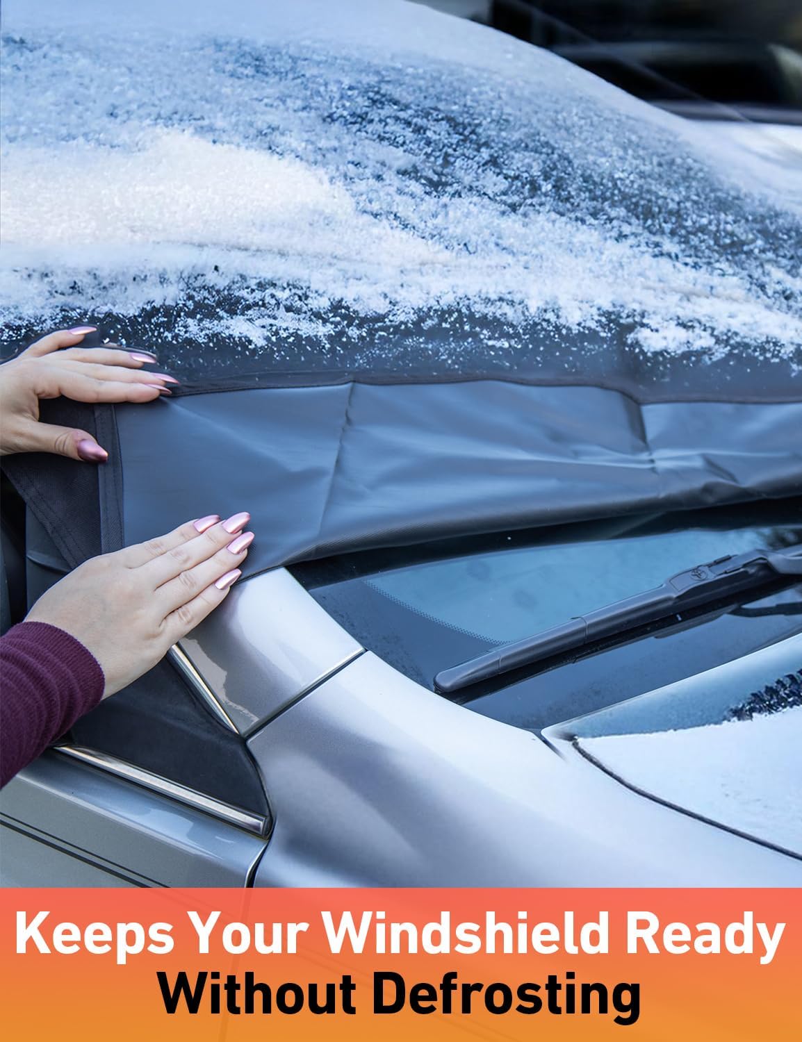 EcoNour Car Snow Cover Compatible with Ford Fusion | 600D OxfordWindshield Cover for Ice & Snow with S-Hook Straps | Waterproof & Anti-Slip Winter Car Cover