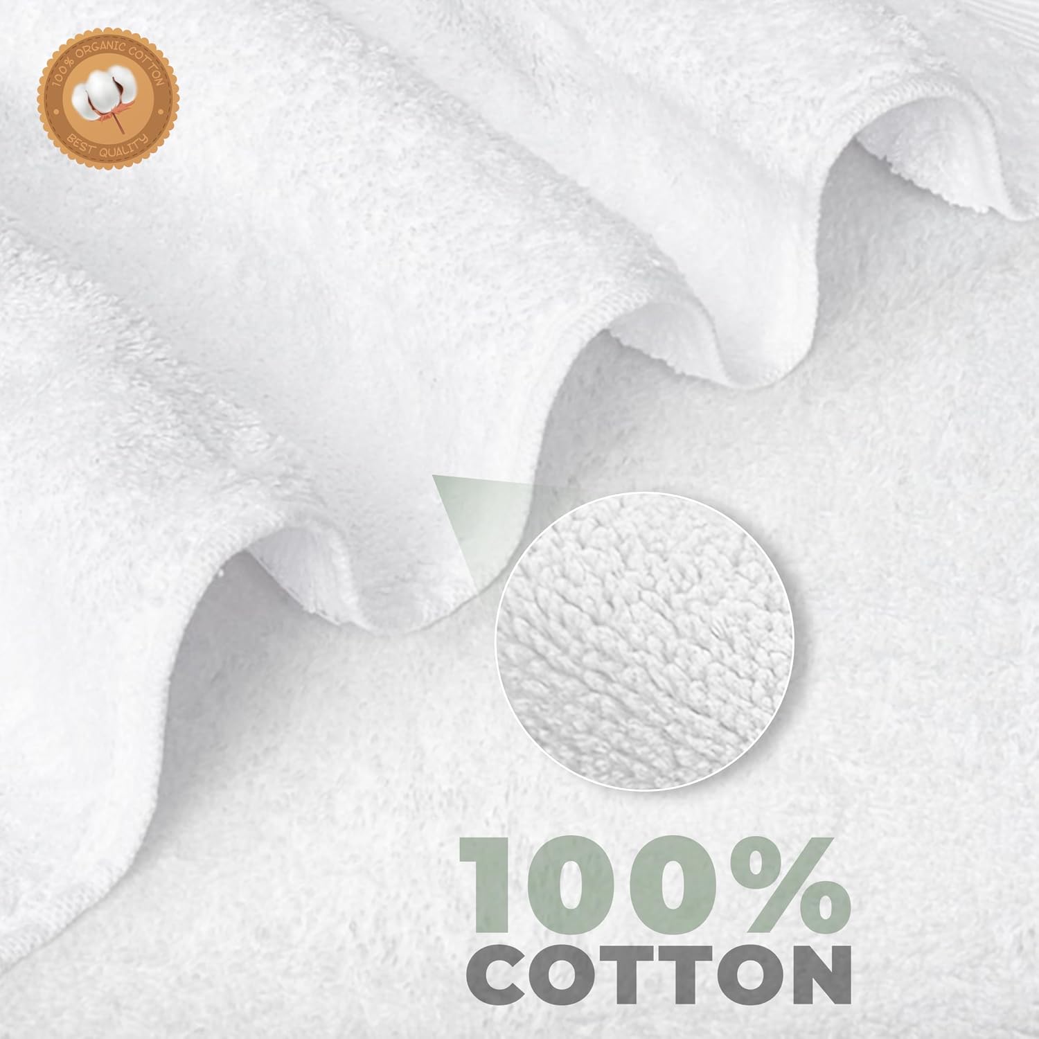 EcoNour Luxury 4-Pack White Turkish Cotton Bath Towels, 550 GSM 100% Cotton – 27x54 Inch, Ultra Soft, Quick Dry & Highly Absorbent for Bathroom, Gym & Travel