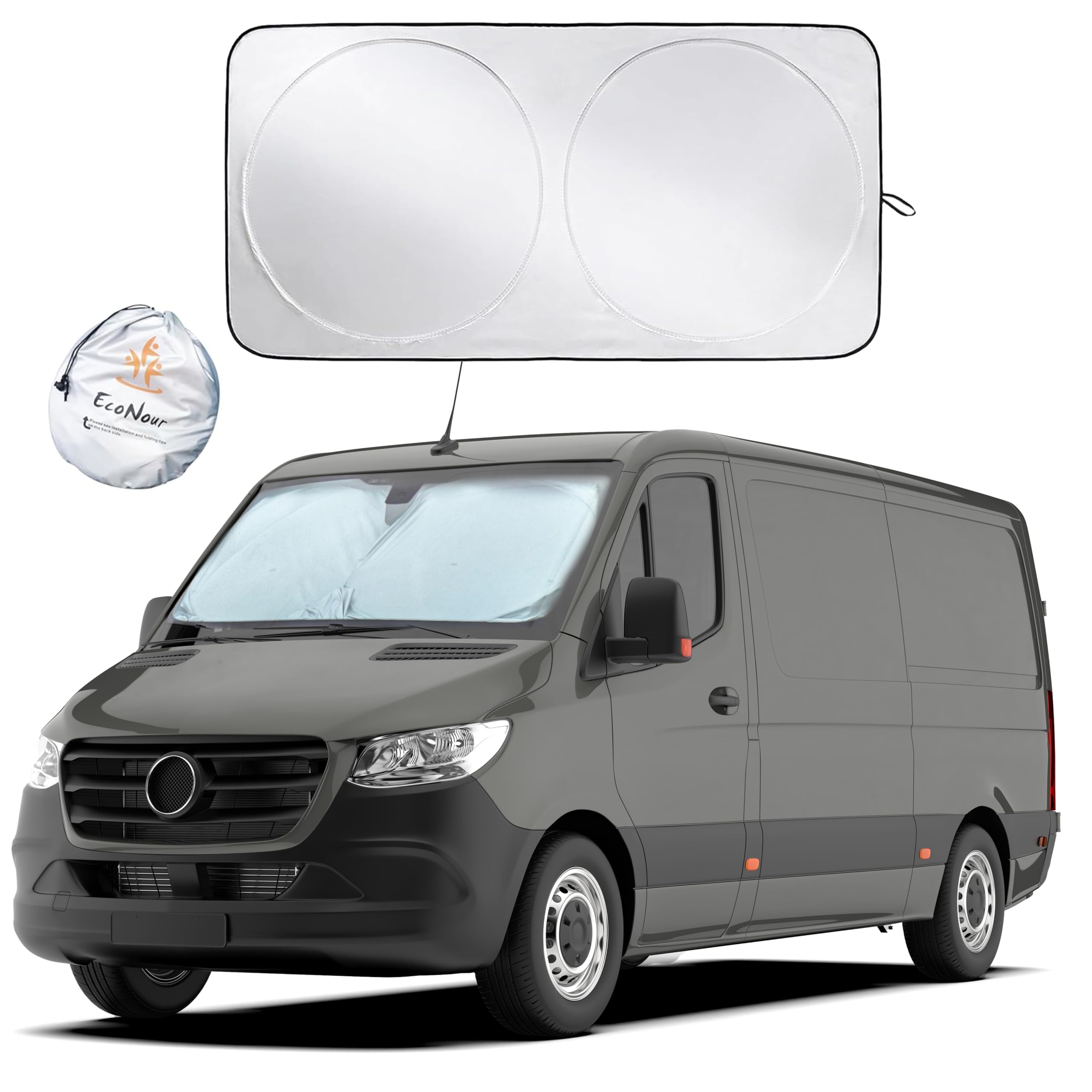 Foldable Sunshade for Car Windshield – EcoNour 75"x37" Dashboard Sun Shield