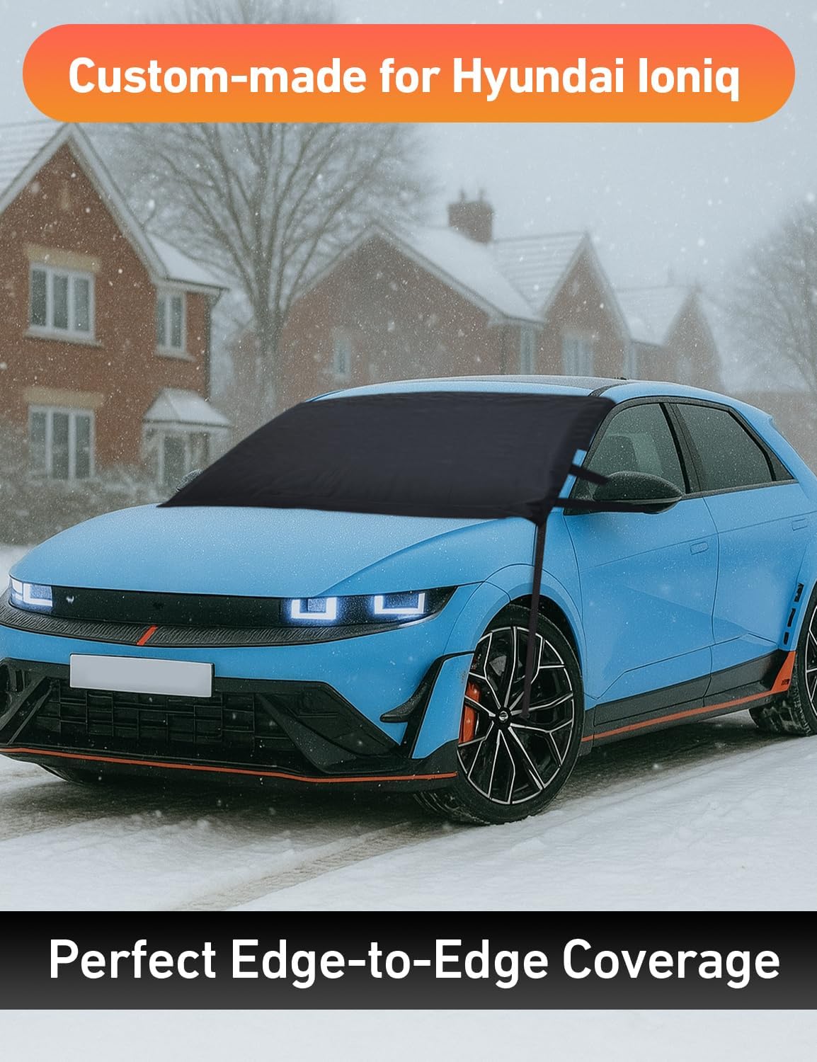 EcoNour Car Snow Cover for Hyundai IONIQ 5 & IONIQ 6 | 600D Oxford Windshield Ice & Snow Cover with S-Hook Straps