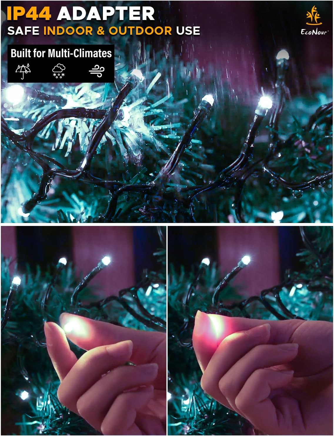 EcoNour 94Ft 1500 LED Cluster Twinkle Lights for Christmas Tree, 8 Modes String Lights for Decoration with Timer and Memory Function, Elegant Cool White Fairy Lights for Magical Home & Indoor