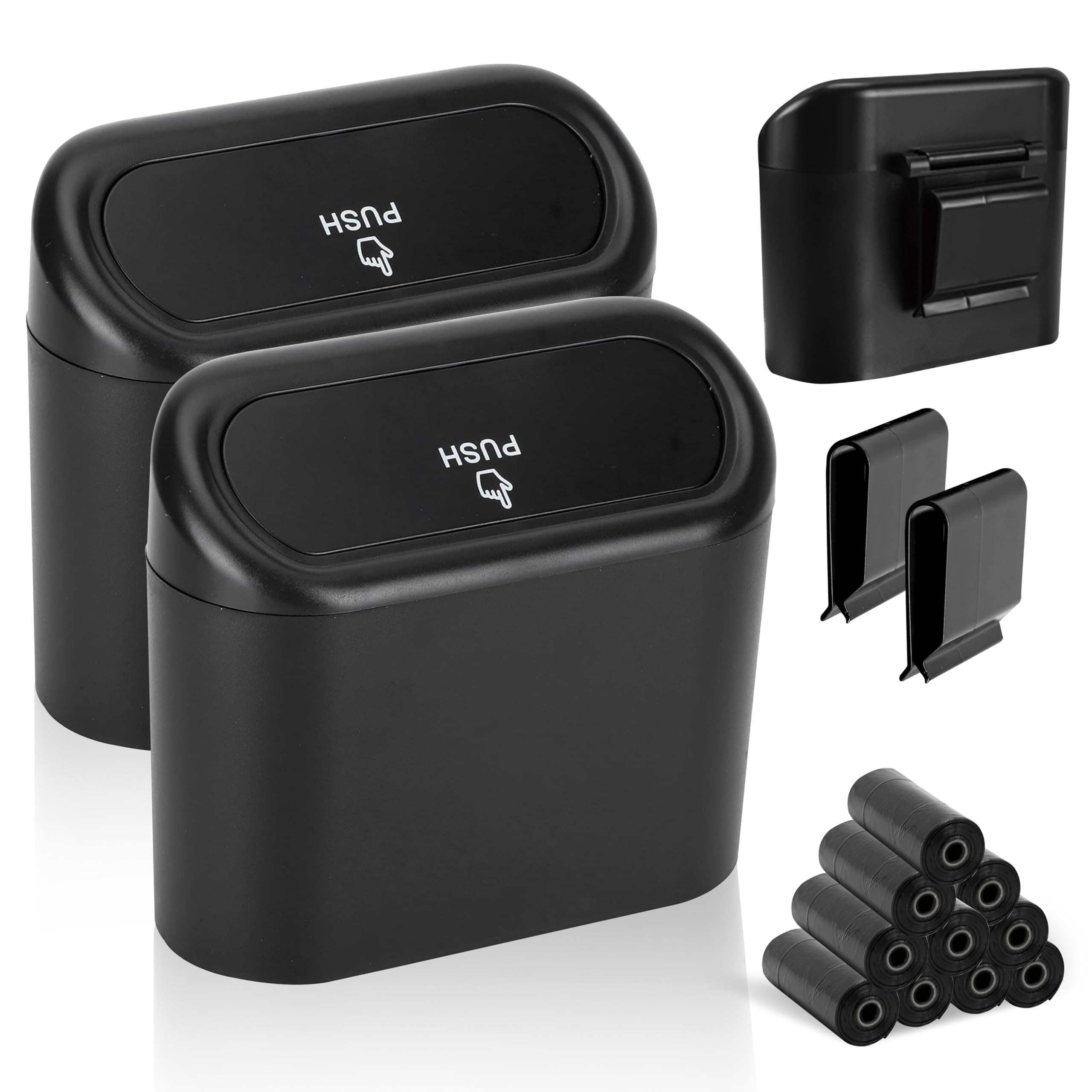EcoNour Mini Car Trash Can with Lid for Side Door and Back seat (2 Pack) | Ca...