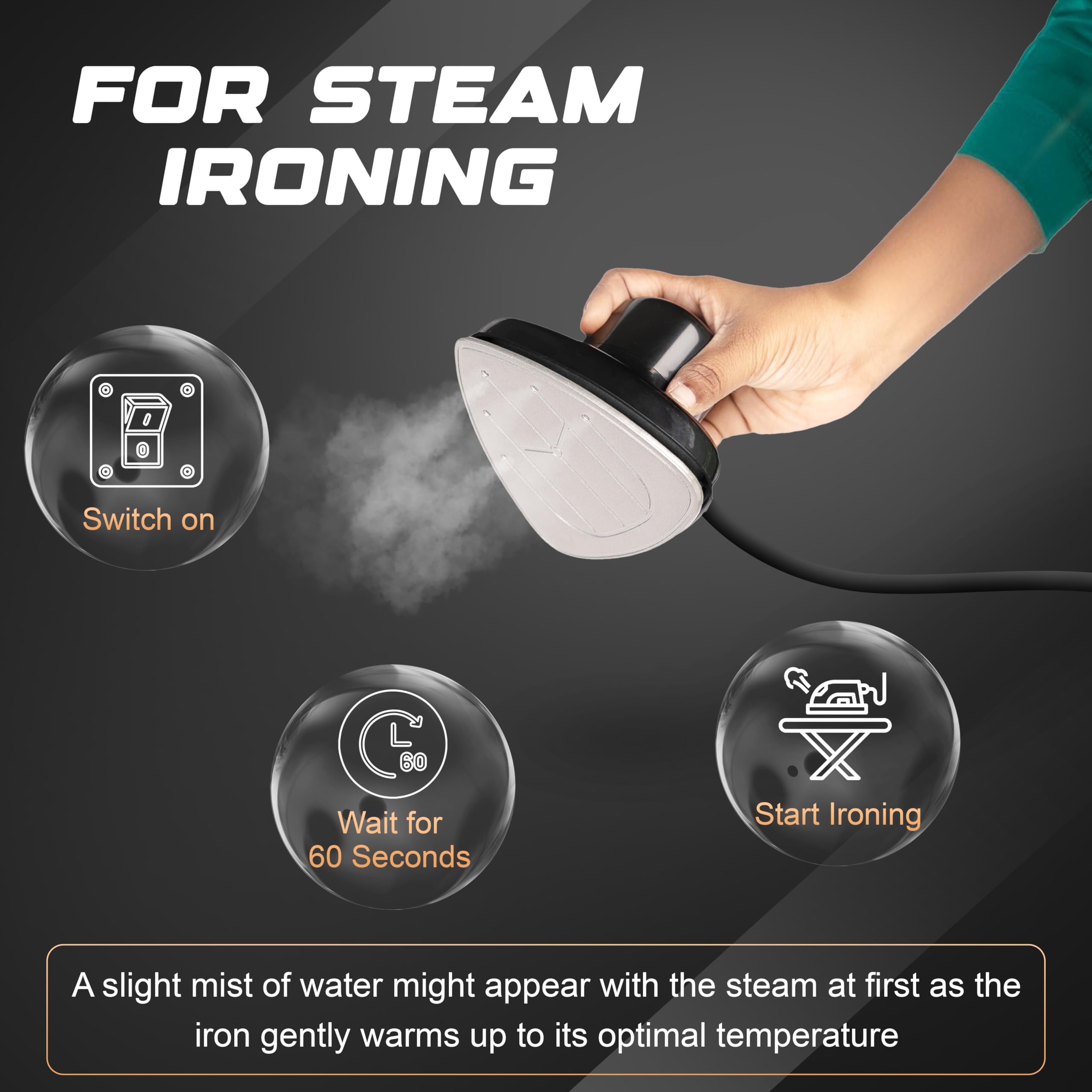Mini Travel Iron & Steamer – EcoNour Dual Use Iron with Steam & Dry Function