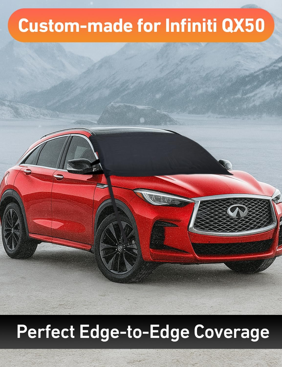 EcoNour Car Snow Cover Compatible with Infiniti QX50 QX55 | 600D Oxford Windshield Cover for Ice & Snow | Waterproof & Anti-Slip with S-Hook Straps