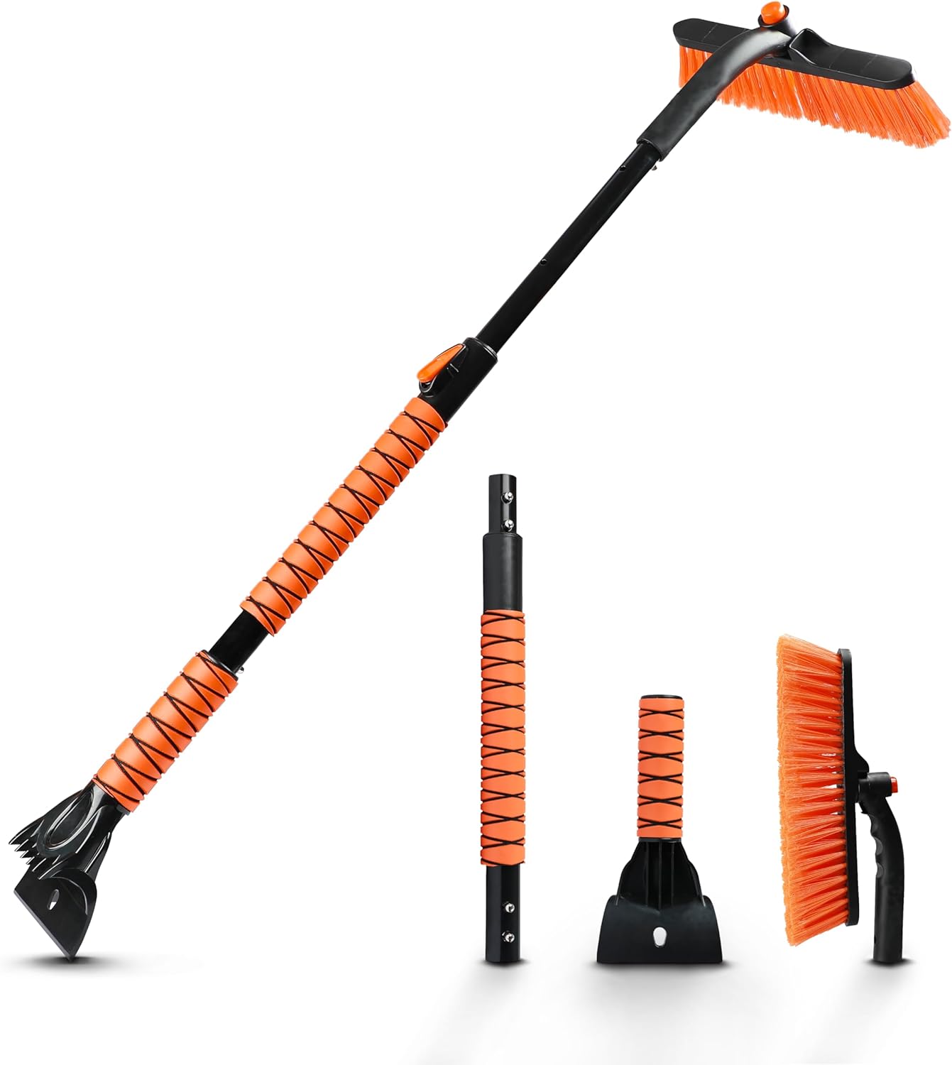EcoNour 44.7" 3-in-1 Extendable Snow Brush & Ice Scraper for Car, Truck & SUV