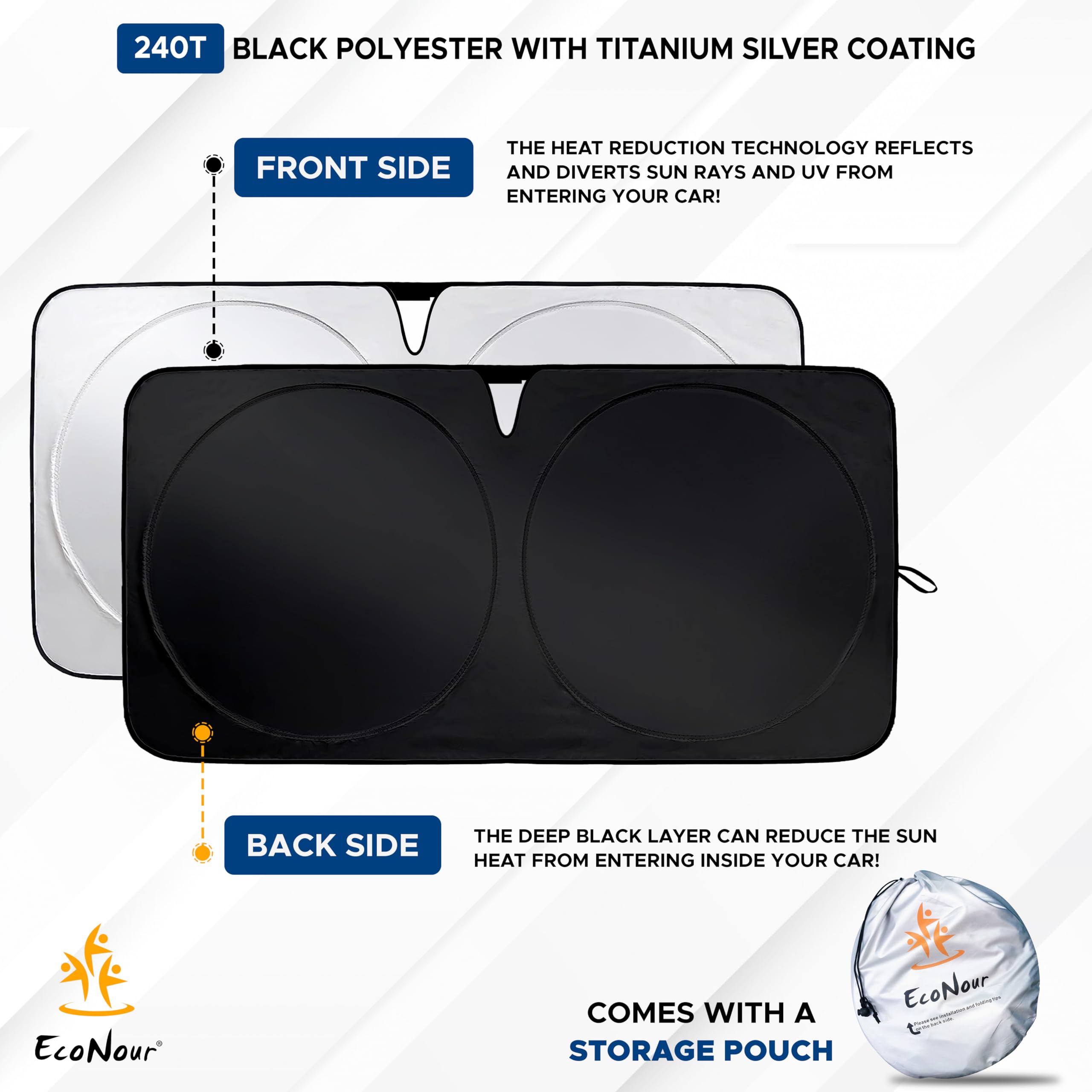 Truck Windshield Sun Shade 69"x35" – Foldable Sun Blocker for Truck Windows