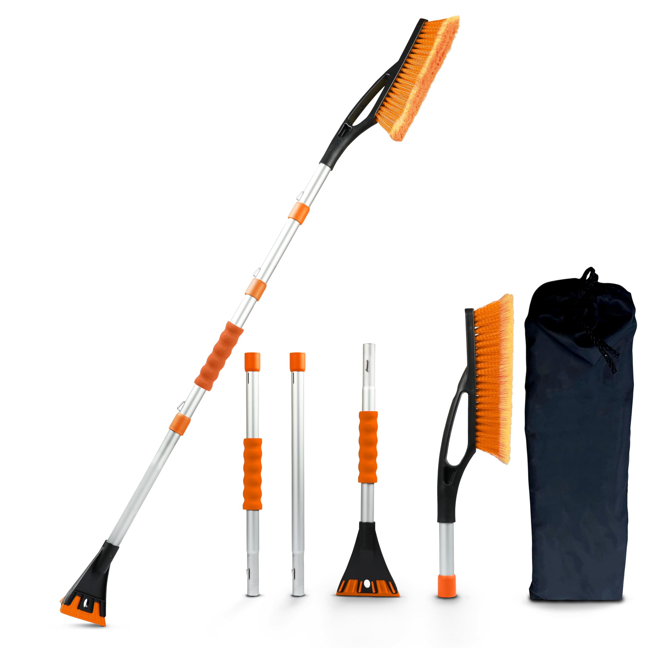 Detachable Snow Brush with Ice Scraper 57" 4-in-1 Design EcoNour