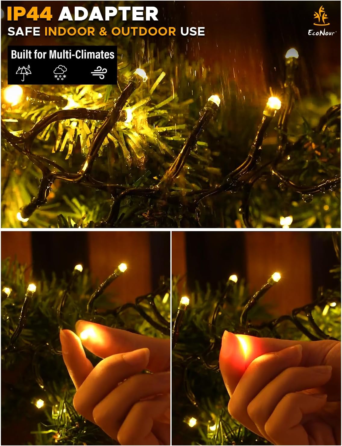 EcoNour 115Ft 2000 LED Cluster Twinkle Lights for Christmas Tree, 8 Modes String Lights for Decoration with Timer and Memory Function, Ambient Warm White Fairy Lights for Magical Home & Garden Decor