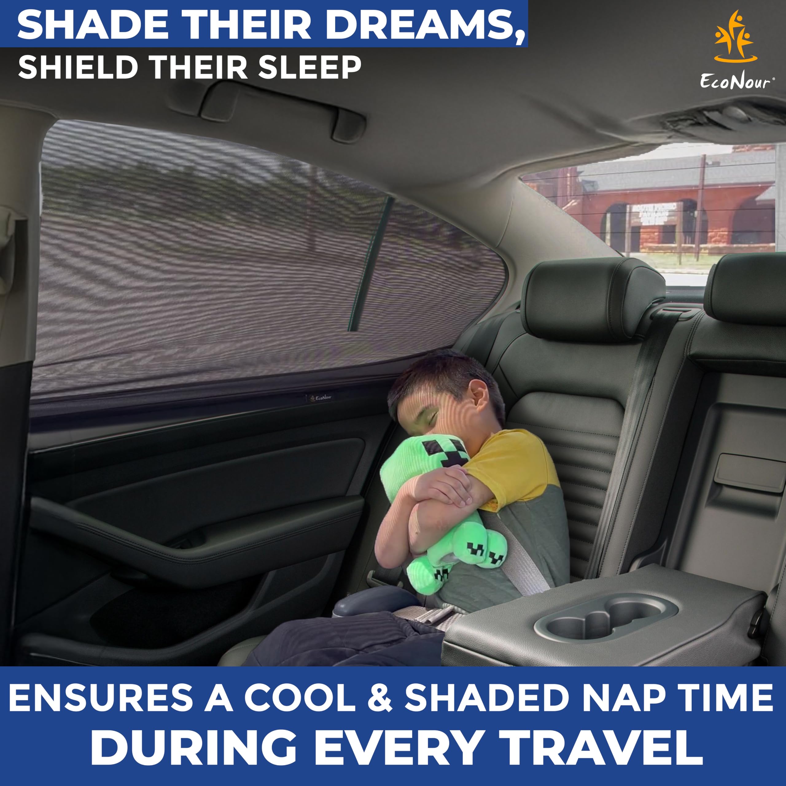 Car Side Window Sun Shade | EcoNour Stretchable & Breathable Sunshade for Trucks, SUVs & Minivans