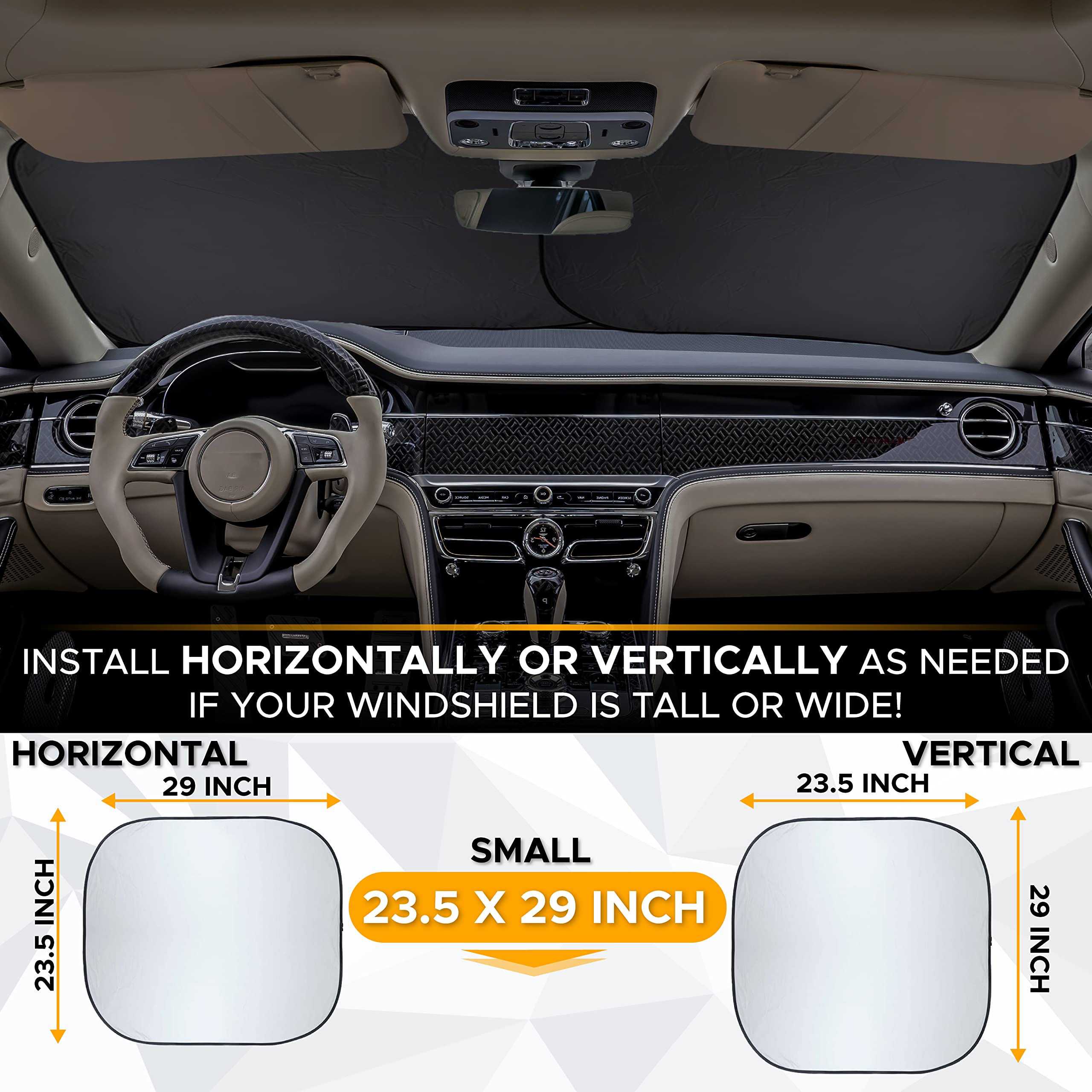 2-Piece Car Windshield Sunshade | EcoNour Foldable Sunshade for Small Cars