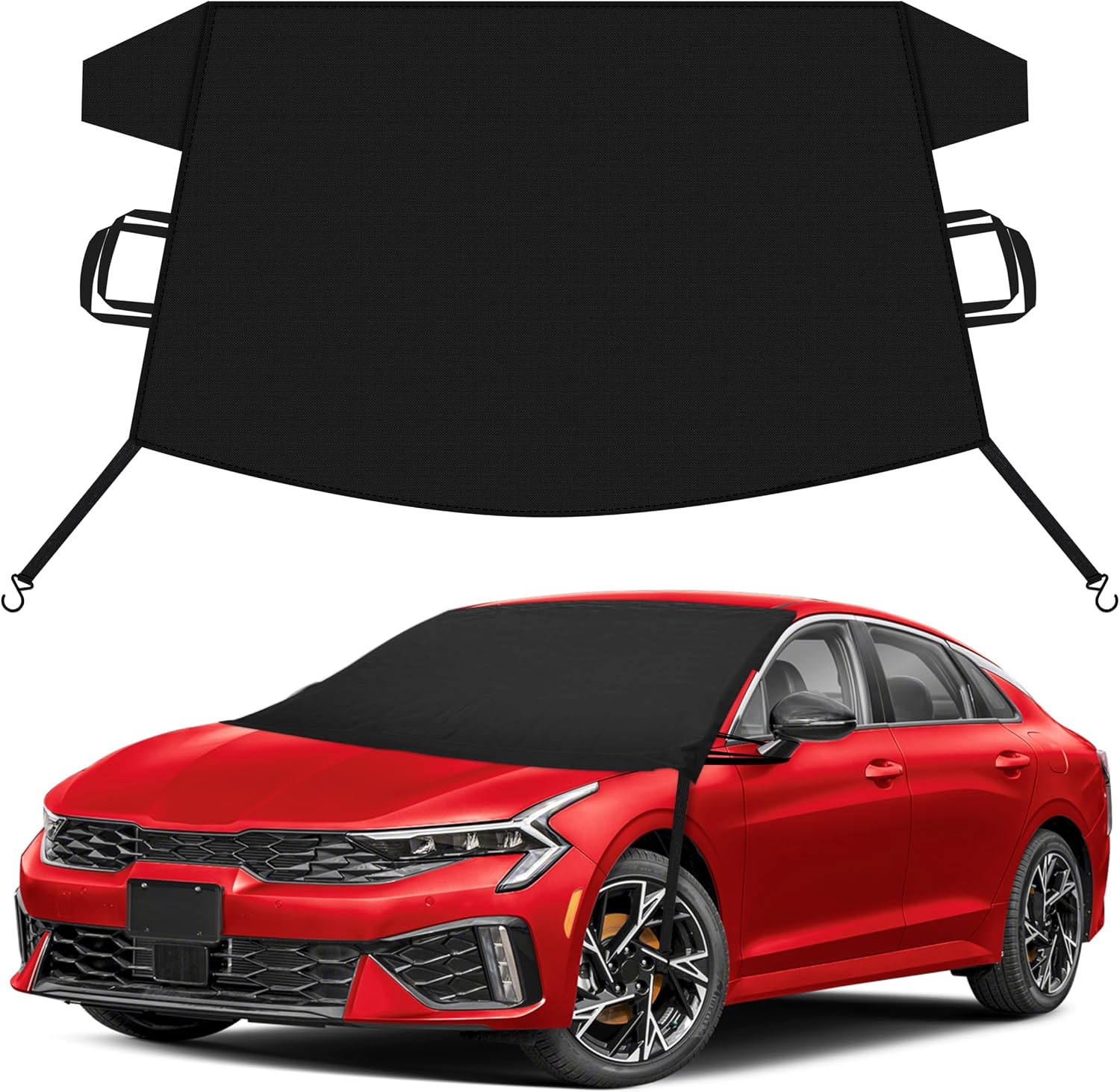 EcoNour Car Snow Cover Compatible with Kia K5 | Windshield Cover for Ice & Snow | Heavy-Duty 600D Oxford Winter Car Cover with S-Hook Straps | Waterproof & Anti-Slip