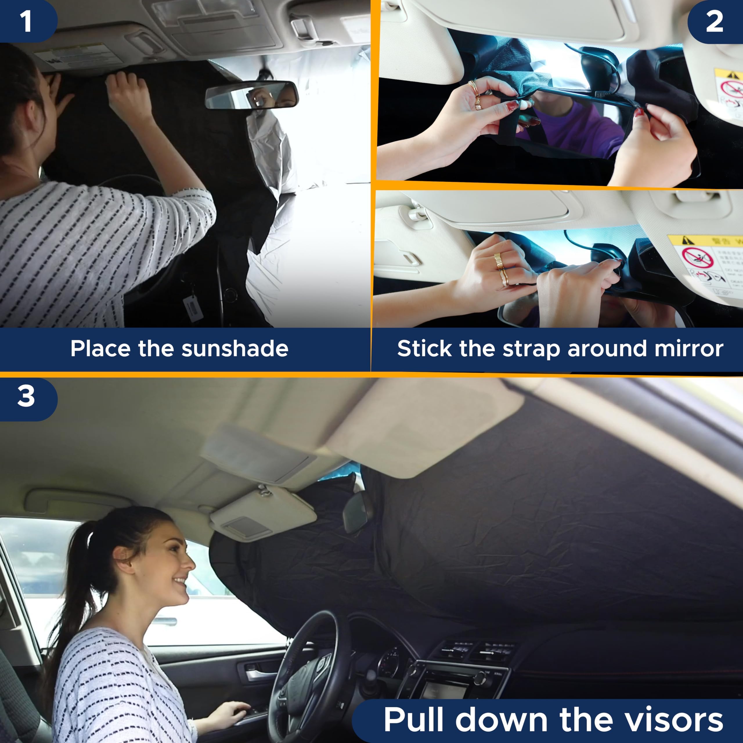 Truck Windshield Sun Shade – EcoNour Durable X-Large Sun Visor for Trucks