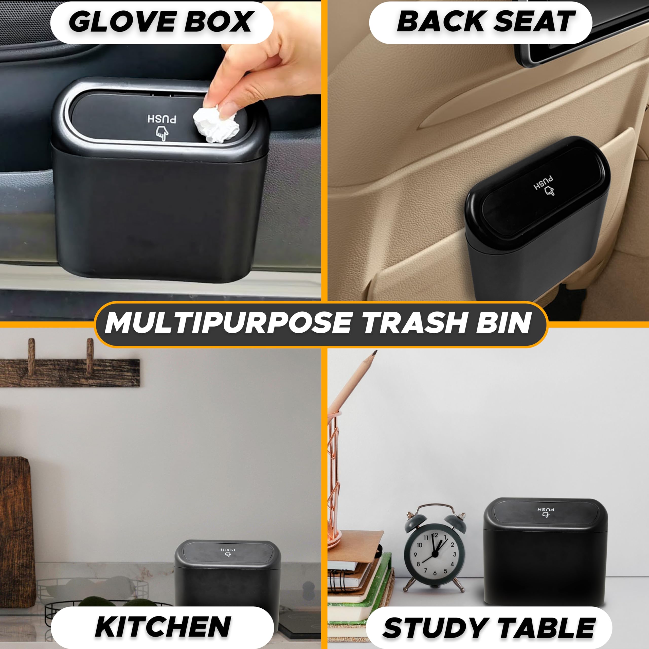 EcoNour Mini Car Trash Can with Lid for Side Door and Back seat (2 Pack) | Ca...