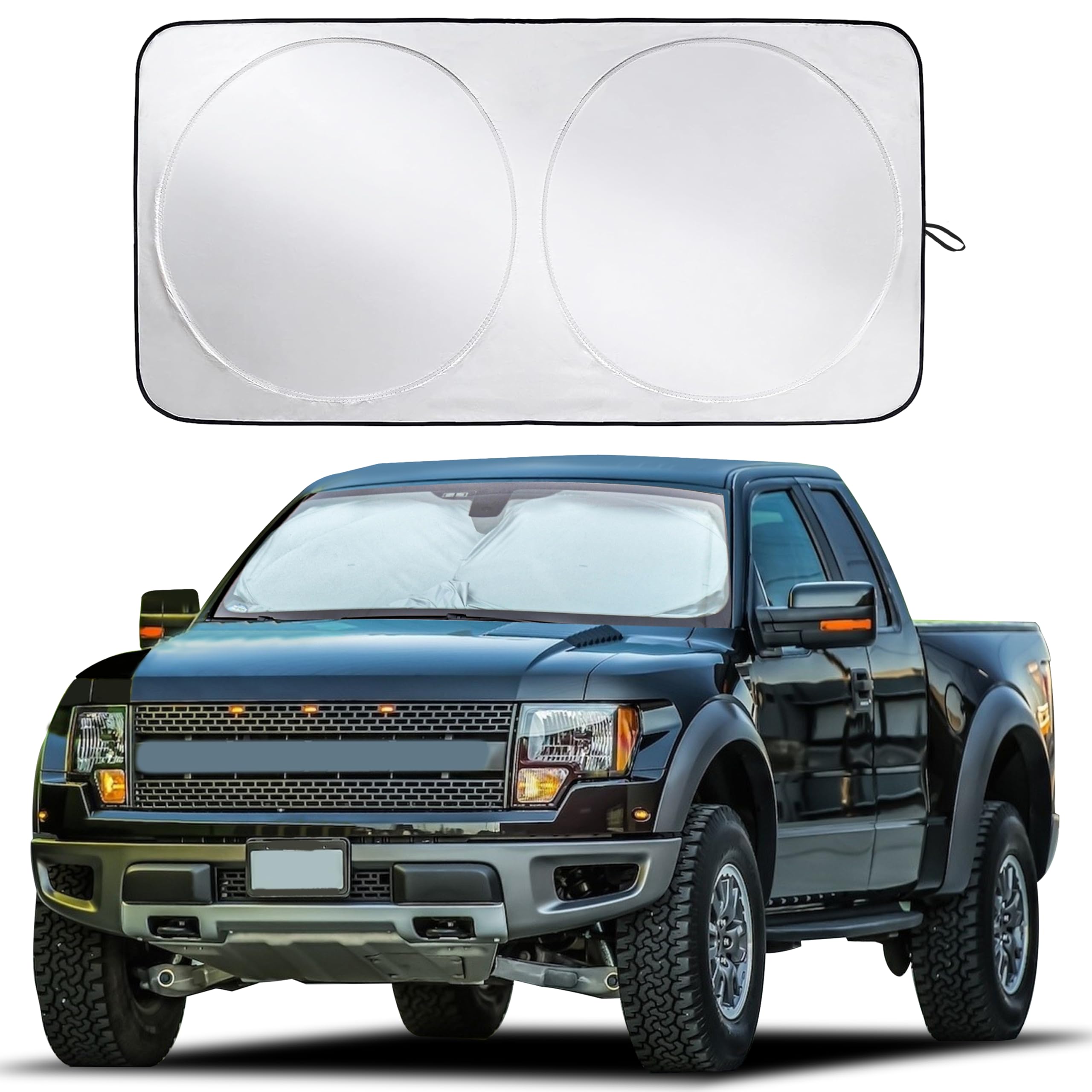 Truck Windshield Sun Shade with Storage Pouch – EcoNour X-Large 69"x35"