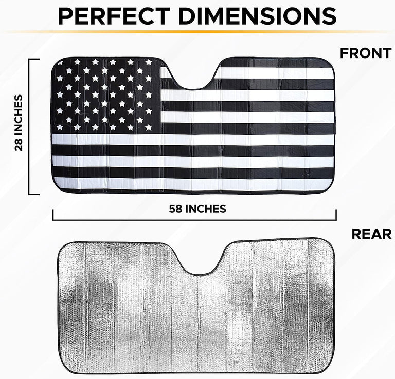 American Flag Design Car Windshield Sunshade EcoNour Foldable UV Protection