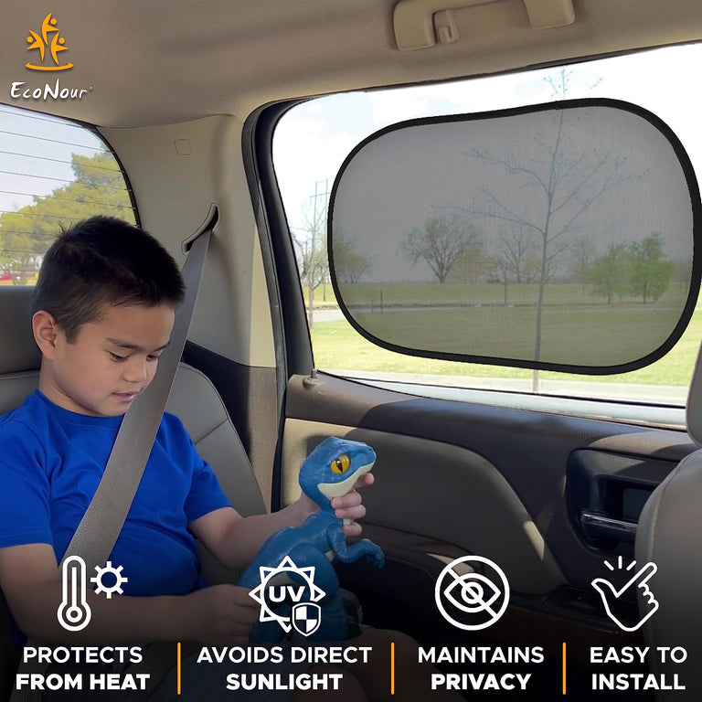 Car Window Shades for Baby (4 Pack) | EcoNour Medium 20