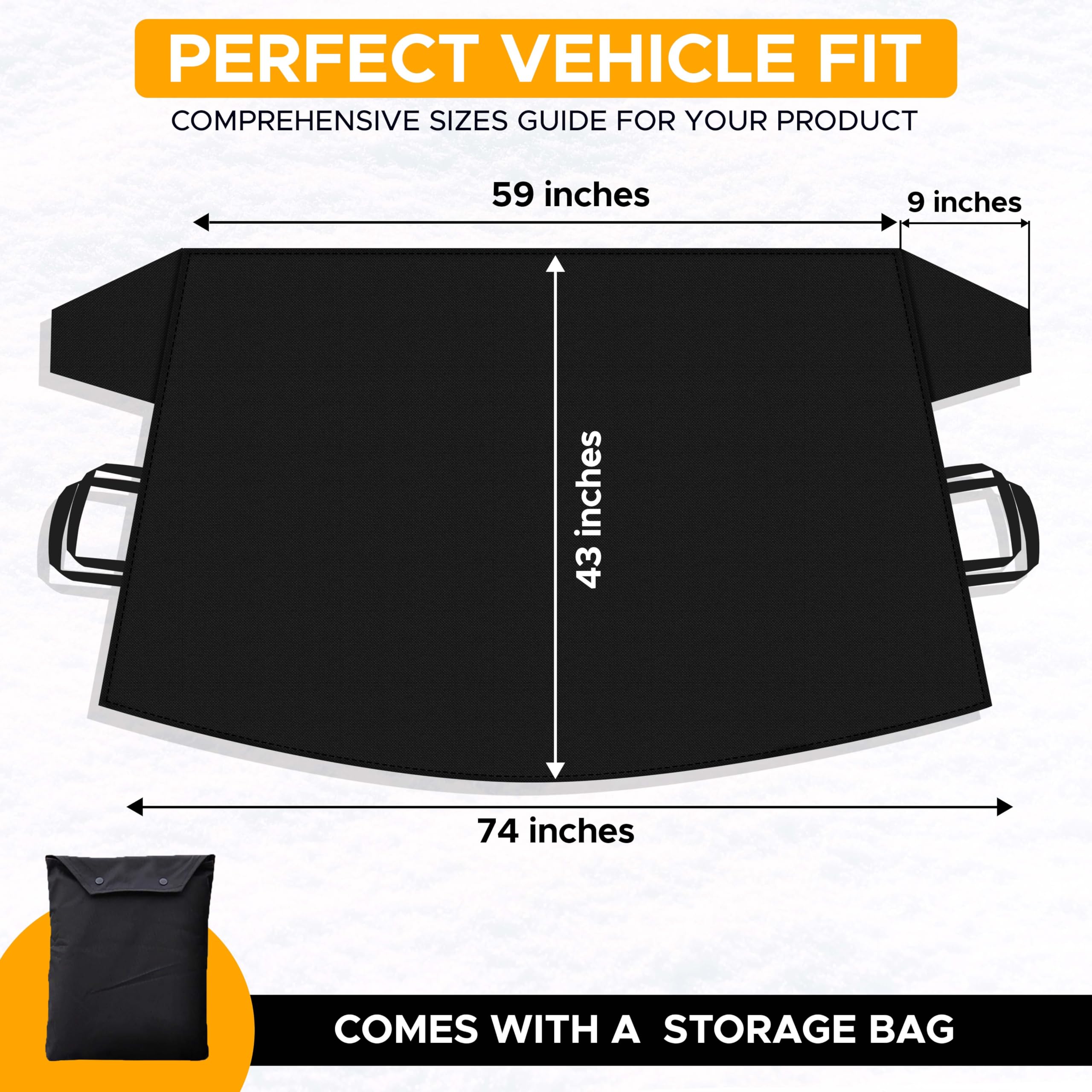Waterproof Windshield Cover for Ice and Snow X-Large (74"x43") for Car, anti-frost design.