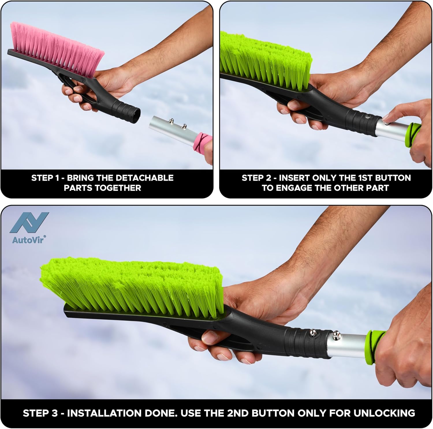 EcoNour 27" Car Snow Brush & Ice Scraper for Quick Snow and Ice Removal – 2 Pack