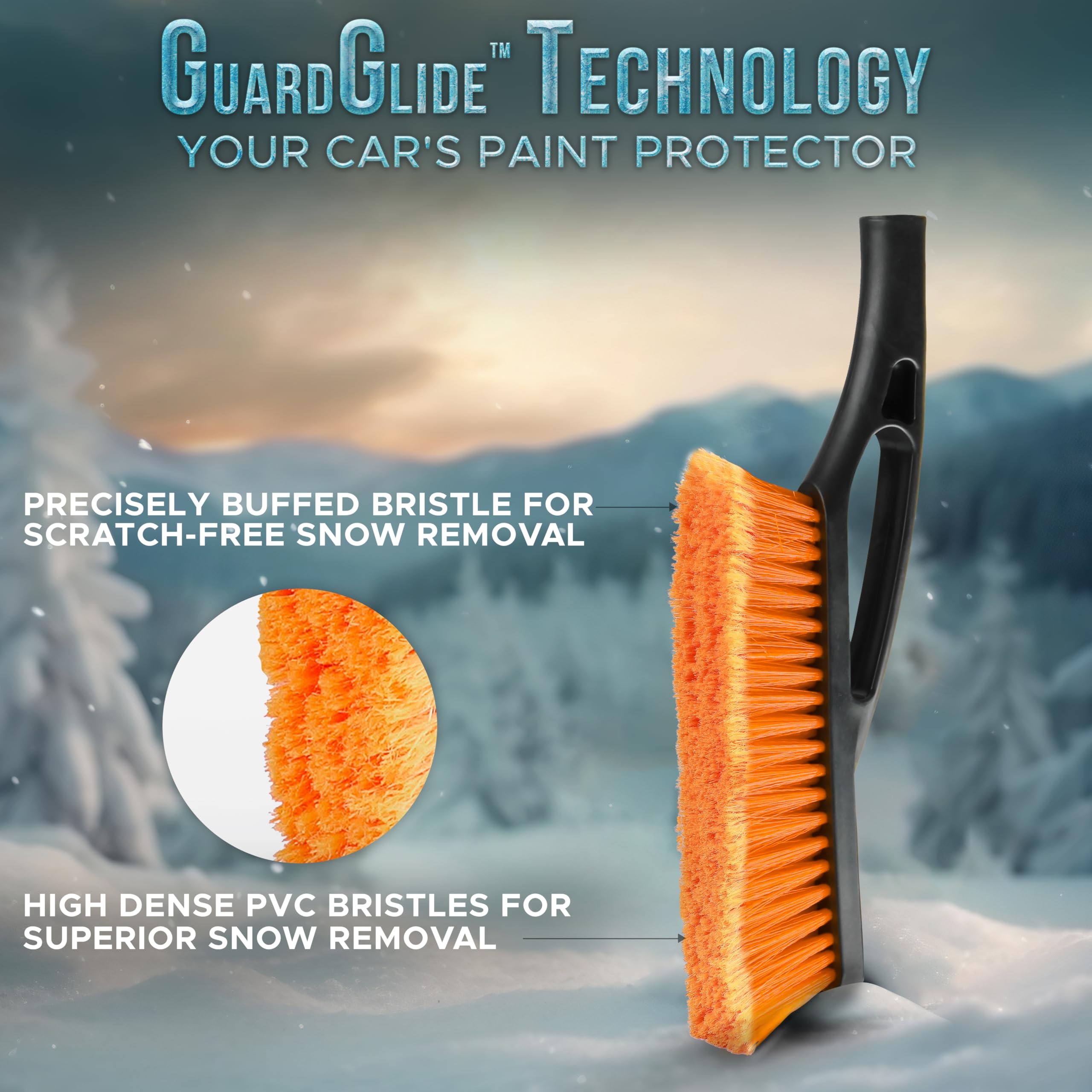 Detachable Snow Brush with Ice Scraper 57" Scratch Free Bristles EcoNour