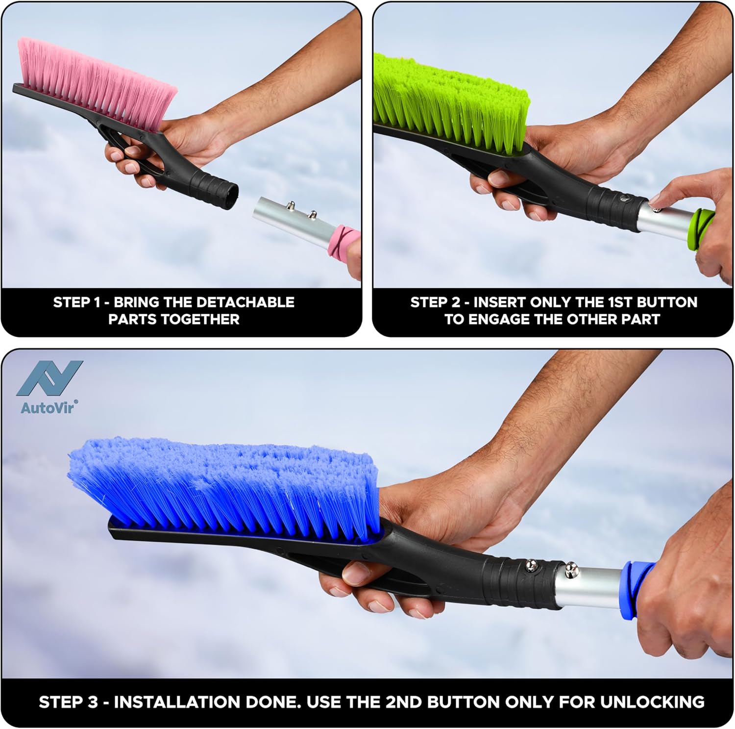 27" Snow Brush and Ice Scrapers – Compact Winter Car Tool with Comfortable Grip