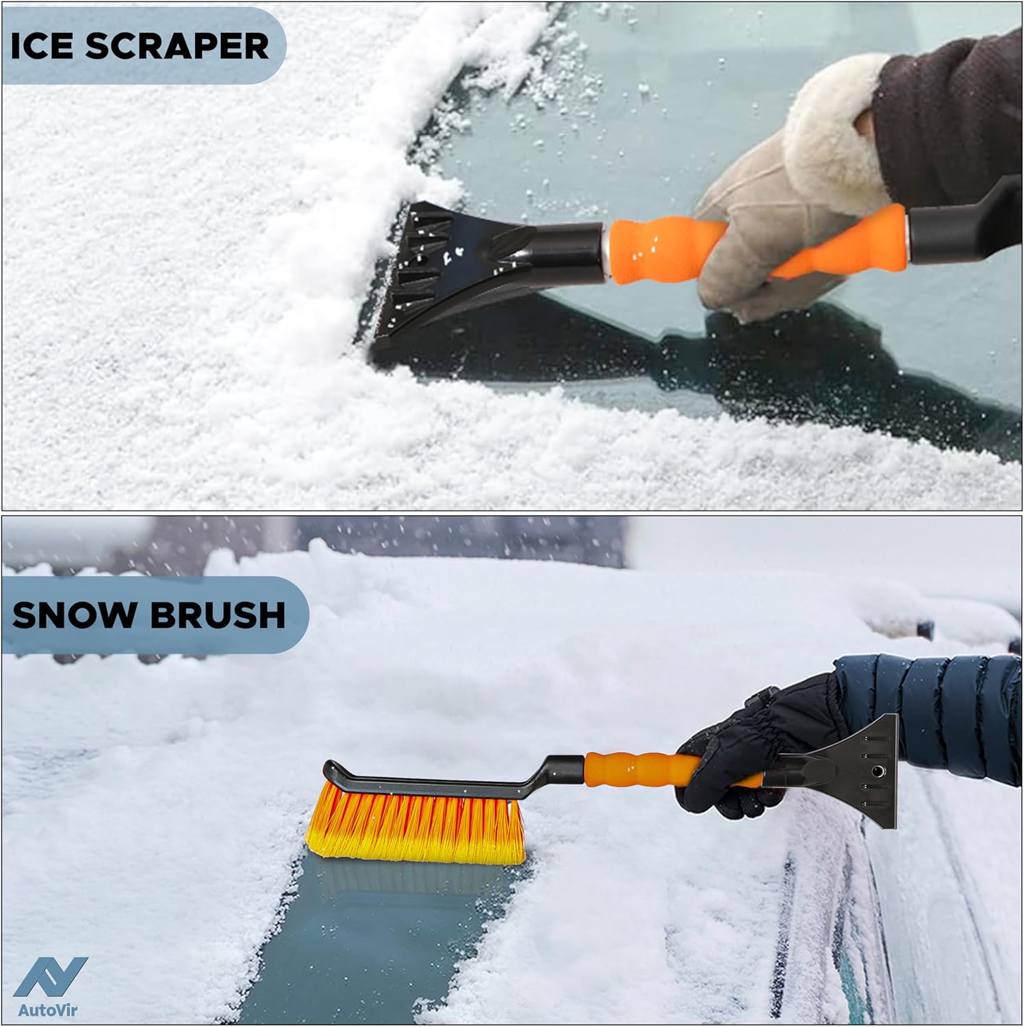 EcoNour 17" Snow Brush & Ice Scraper – Durable Winter Car Accessory for Windshield and Windows