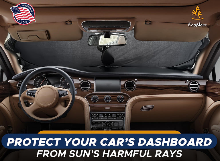 Car Windshield Sun Shade – Upgraded Full Coverage Blocks Sun & UV Rays