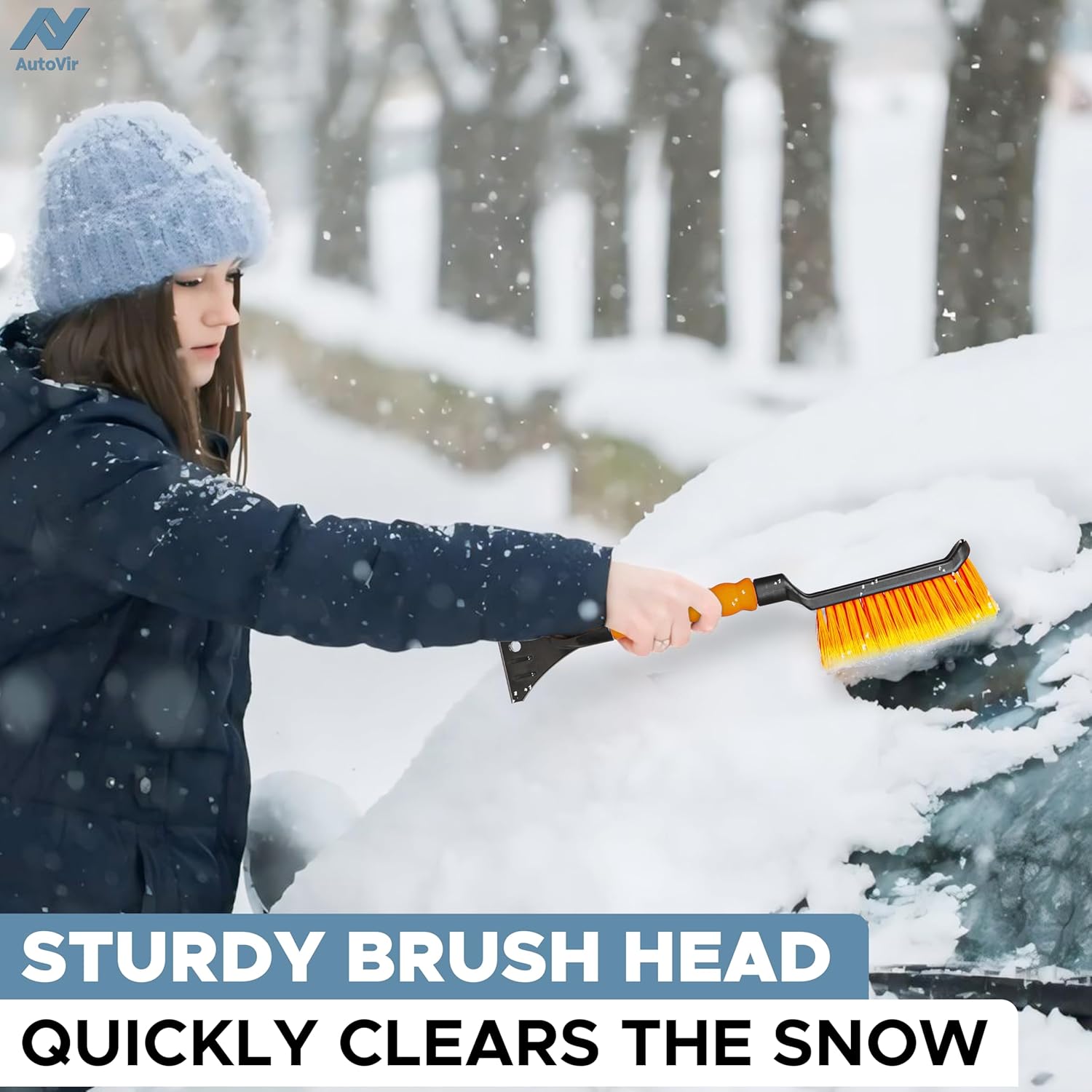 EcoNour 17" Snow Brush & Ice Scraper – Heavy-Duty Compact Snow Brush for Cars