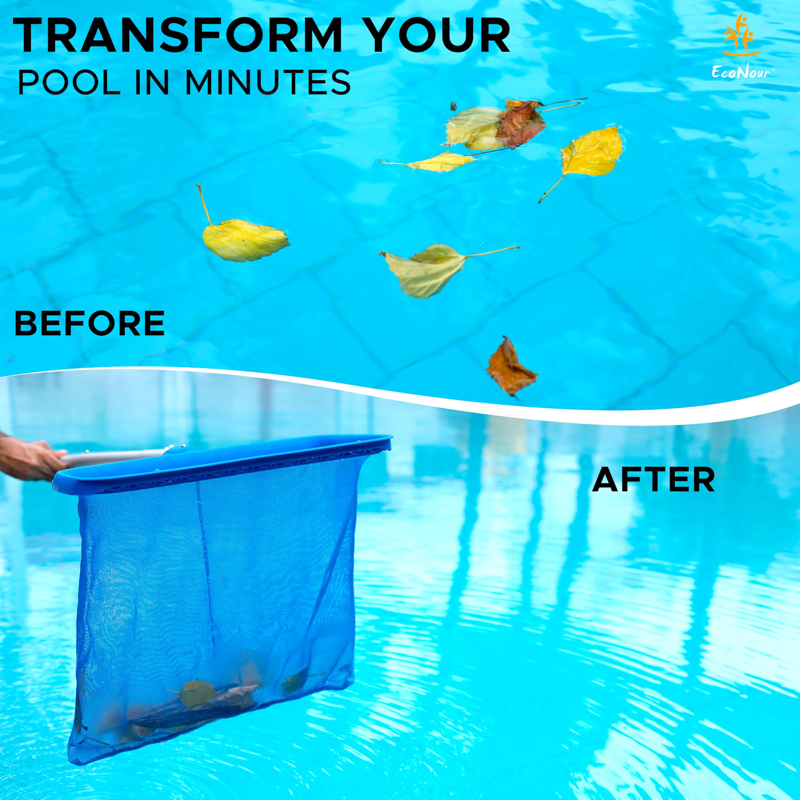Pool Skimmer Net – EcoNour Heavy Duty Pool Cleaning Tool