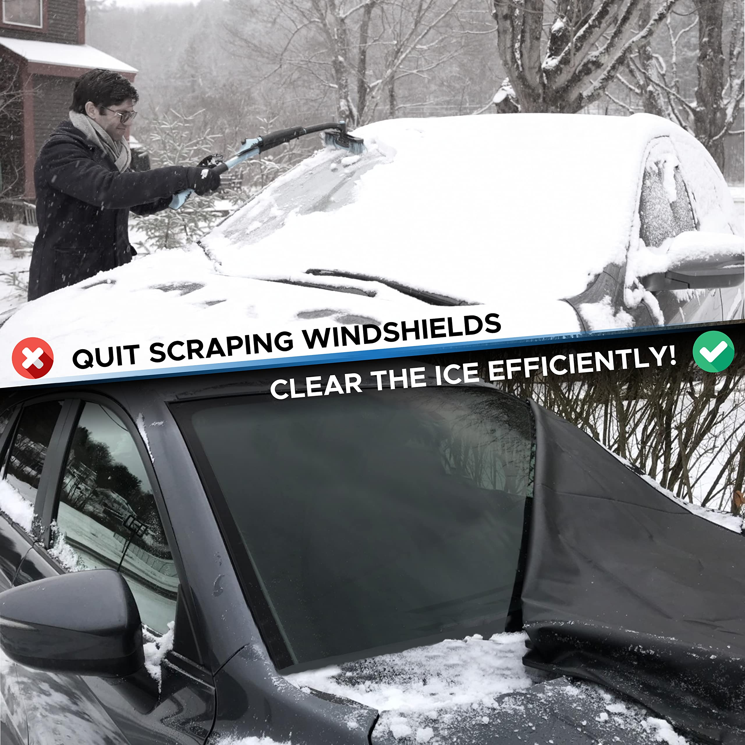 Durable Windshield Cover for Ice and Snow Medium (69"x42") fits cars, SUVs, and trucks.