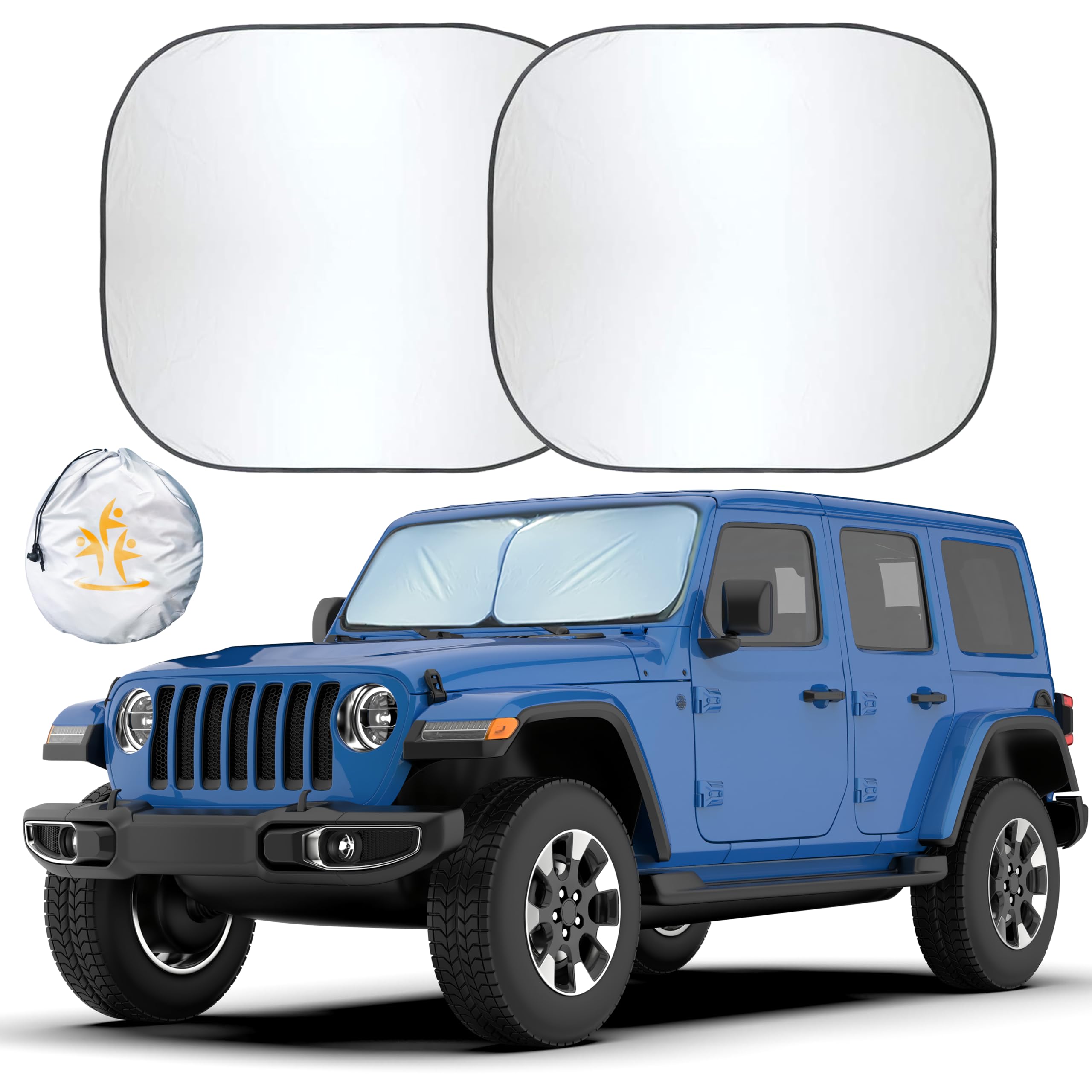 Jeep Windshield Sunshade | EcoNour 2-Piece Foldable X-Small 18"x26"