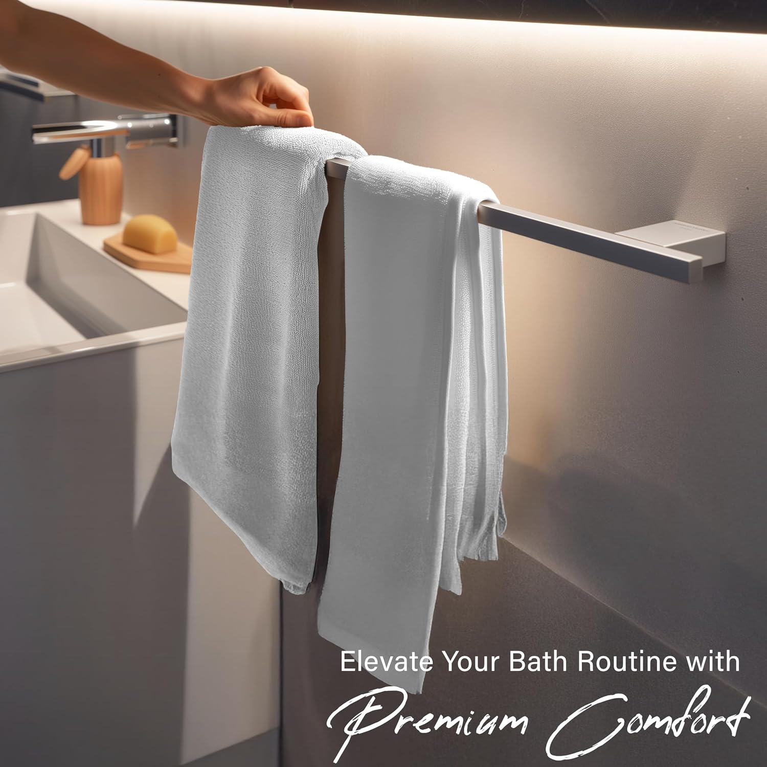 EcoNour Luxury 4-Pack White Turkish Cotton Bath Towels, 550 GSM 100% Cotton – 27x54 Inch, Ultra Soft, Quick Dry & Highly Absorbent for Bathroom, Gym & Travel
