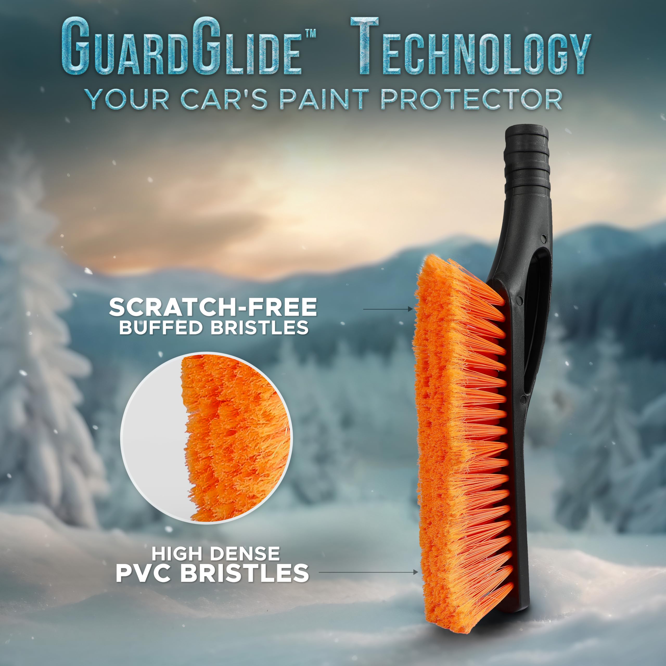 27" Car Snow Brush and Ice Scraper 2 Pack Scratch Free Bristle Head EcoNour