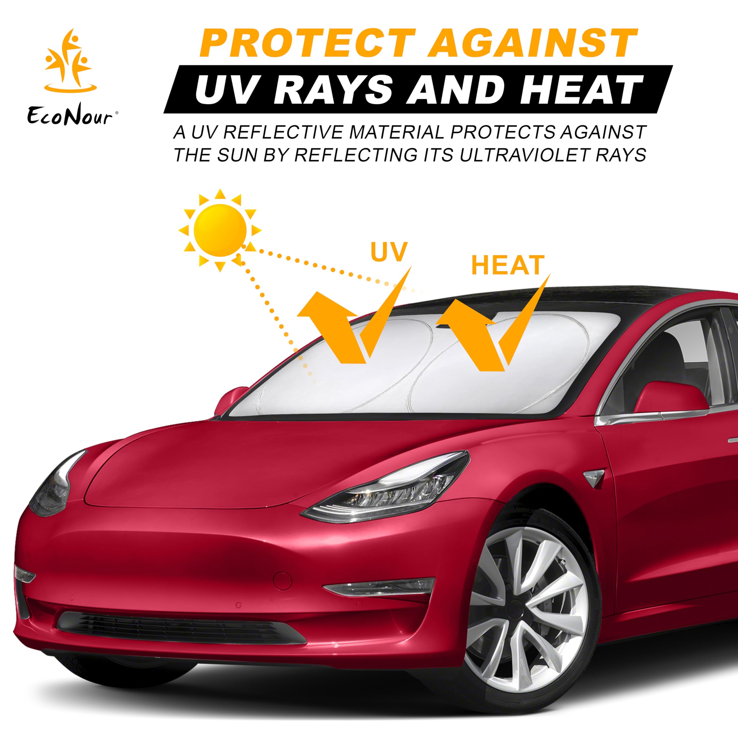 Tesla Windshield Sun Shade – EcoNour 240T Reflective Sun Blocker for Tesla Cars