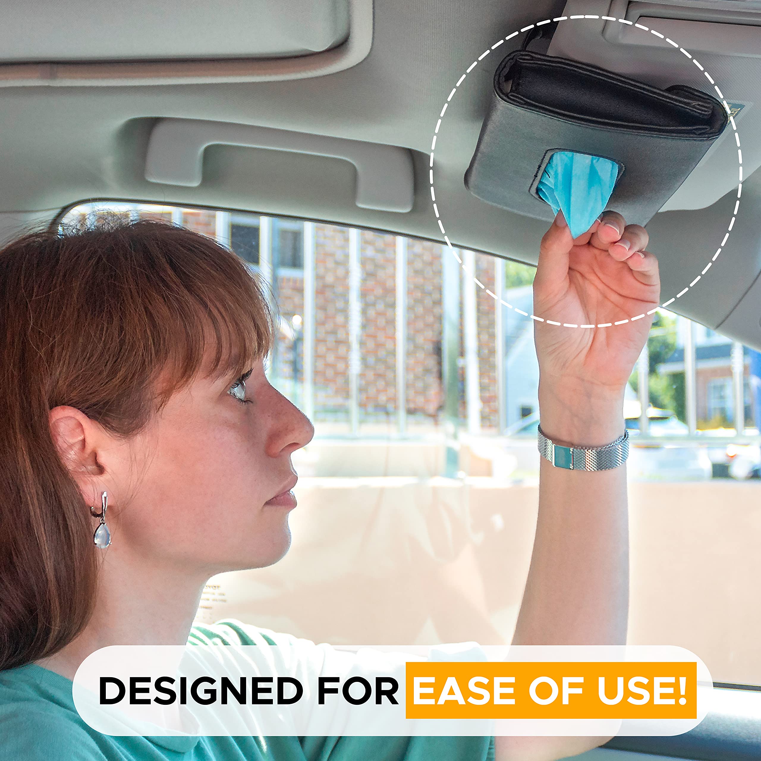 EcoNour Black Car Tissue Holder for sun visor mounting