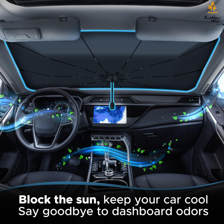 EcoNour Car Windshield Sun Shade, front window umbrella sunshade for summer.